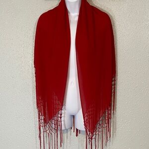 Elegant Red Fringe Shawl